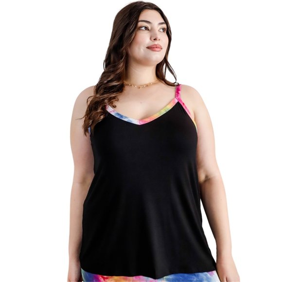 Plus Multicolor Tie-Dye V-Neck Top & Maxi Skirt 2 PC Set - Picture 3 of 7